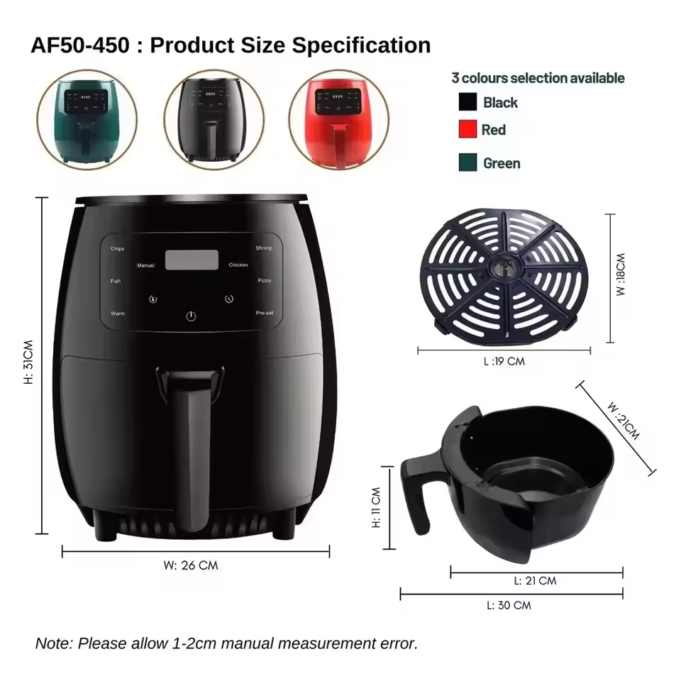 Silver Crest Air Fryer 6L Large accesories