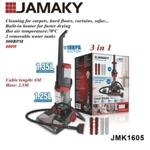 JAMAKY JMK1605 3-in-1 Wet & Dry Carpet, Curtain & Sofa Cleaning Machine – 800 W