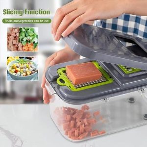 22PCS Multifunction Vegetable Chopper – Professional Veggie & Fruit Slicer with 13 Stainless Steel Blades, Container & Accessories