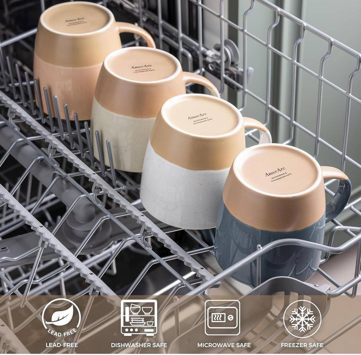 Ceramic Coffee Mugs Set of 2 – Handmade 500ml Large Latte, Tea & Cappuccino Cups with Terracotta Base (6)