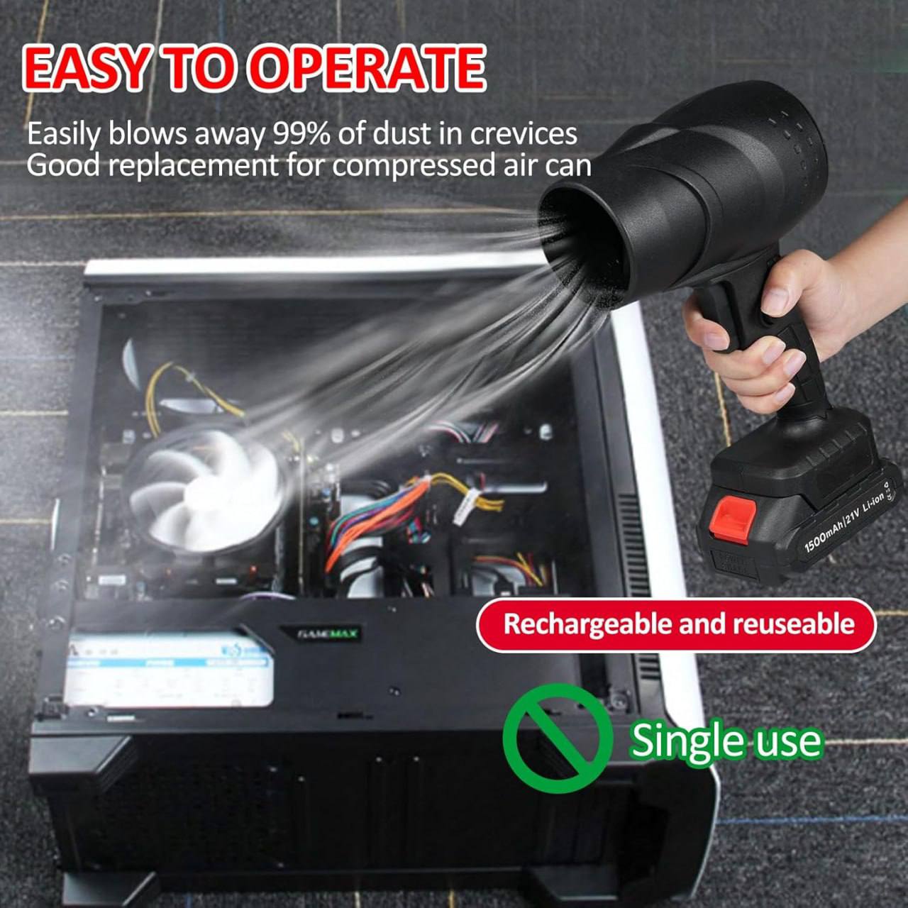 Cordless Air Blower – Turbine Precision Power 1050W Portable Rechargeable Dust & Leaf Cleaner (2)