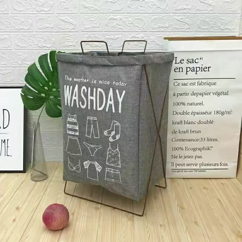 Foldable Laundry Basket with Lid Grey Linen Egypt (4)