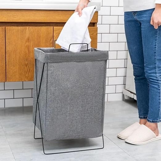 Foldable Laundry Basket with Lid Grey Linen Egypt (7)