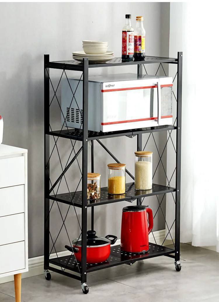 Foldable Microwave Stand – Durable Imported Metal Kitchen Organizer High-Quality Storage Rack (1)