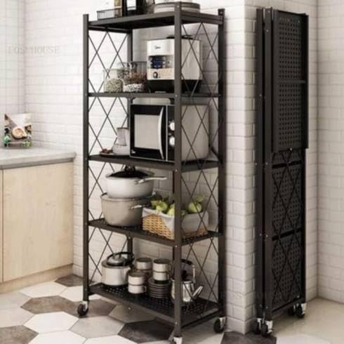 Foldable Microwave Stand – Durable Imported Metal Kitchen Organizer High-Quality Storage Rack (2)