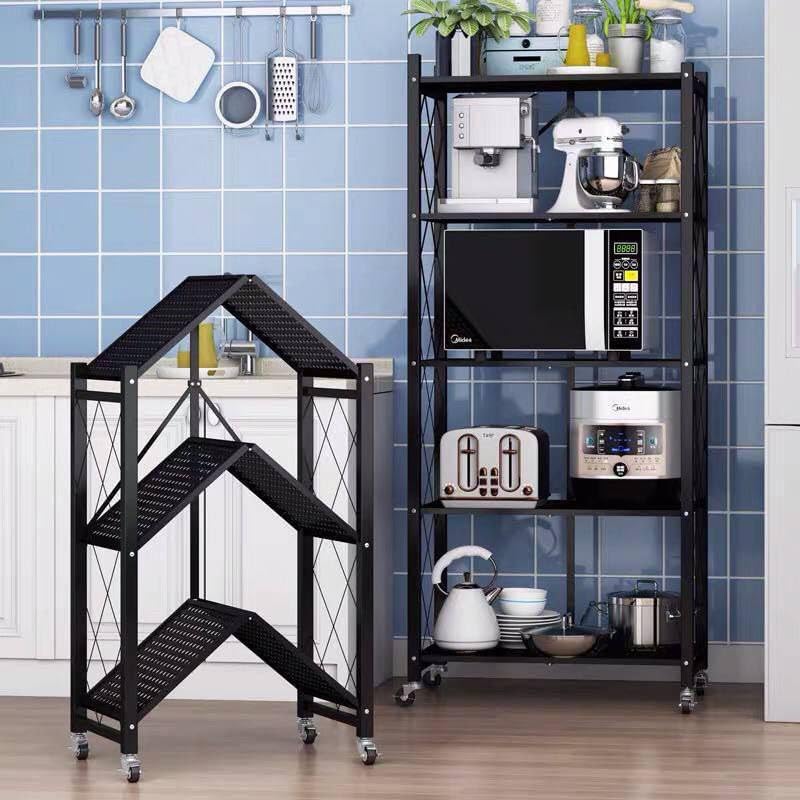 Foldable Microwave Stand – Durable Imported Metal Kitchen Organizer High-Quality Storage Rack (8)