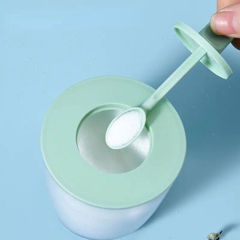 Plastic Seasoning Box Condiment Canister Kitchen Spice Rack Container with Lid and Spoon, Spice Sugar Bowl for Kitchen (4)