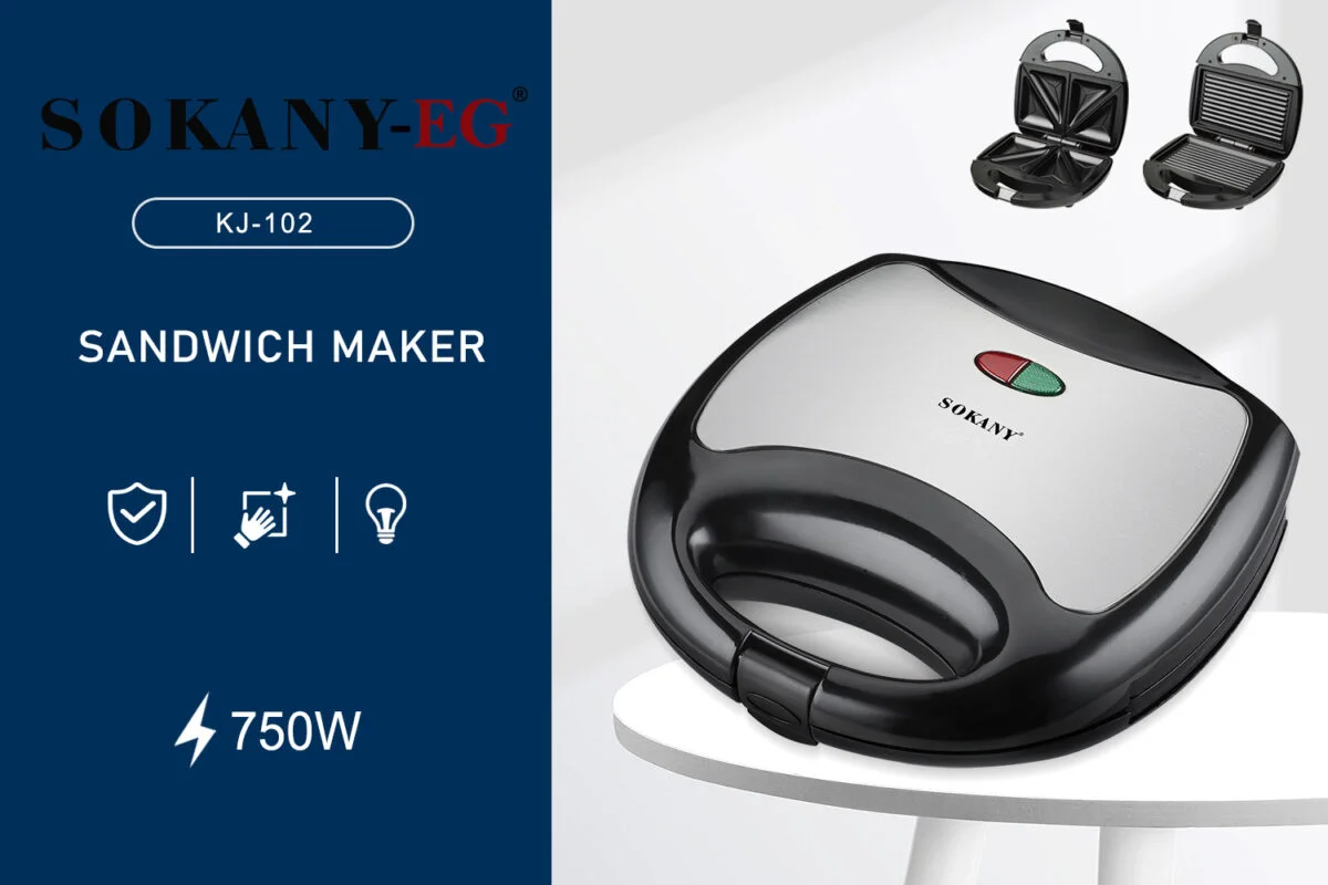 Sokany Sandwich Maker – 750 W (KJ-102) -1300-1200×800