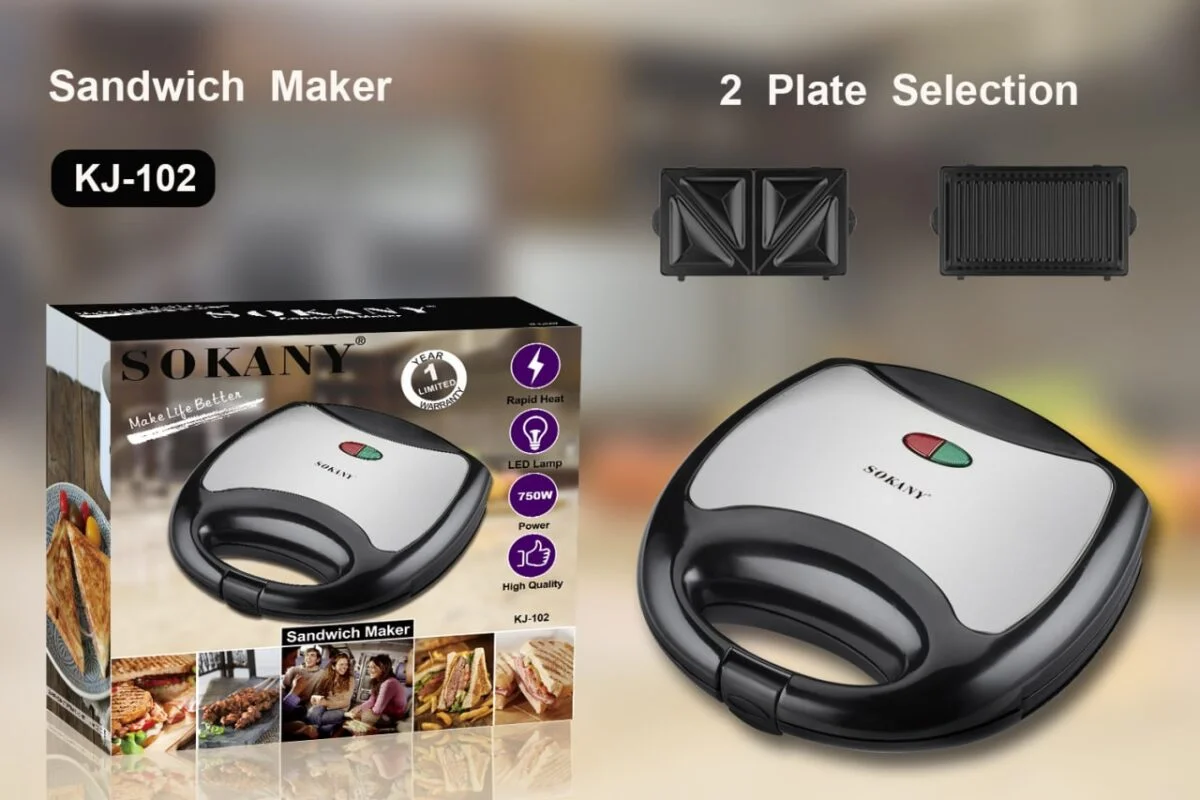 Sokany Sandwich Maker - 750 W (KJ-102)-785-1200x800