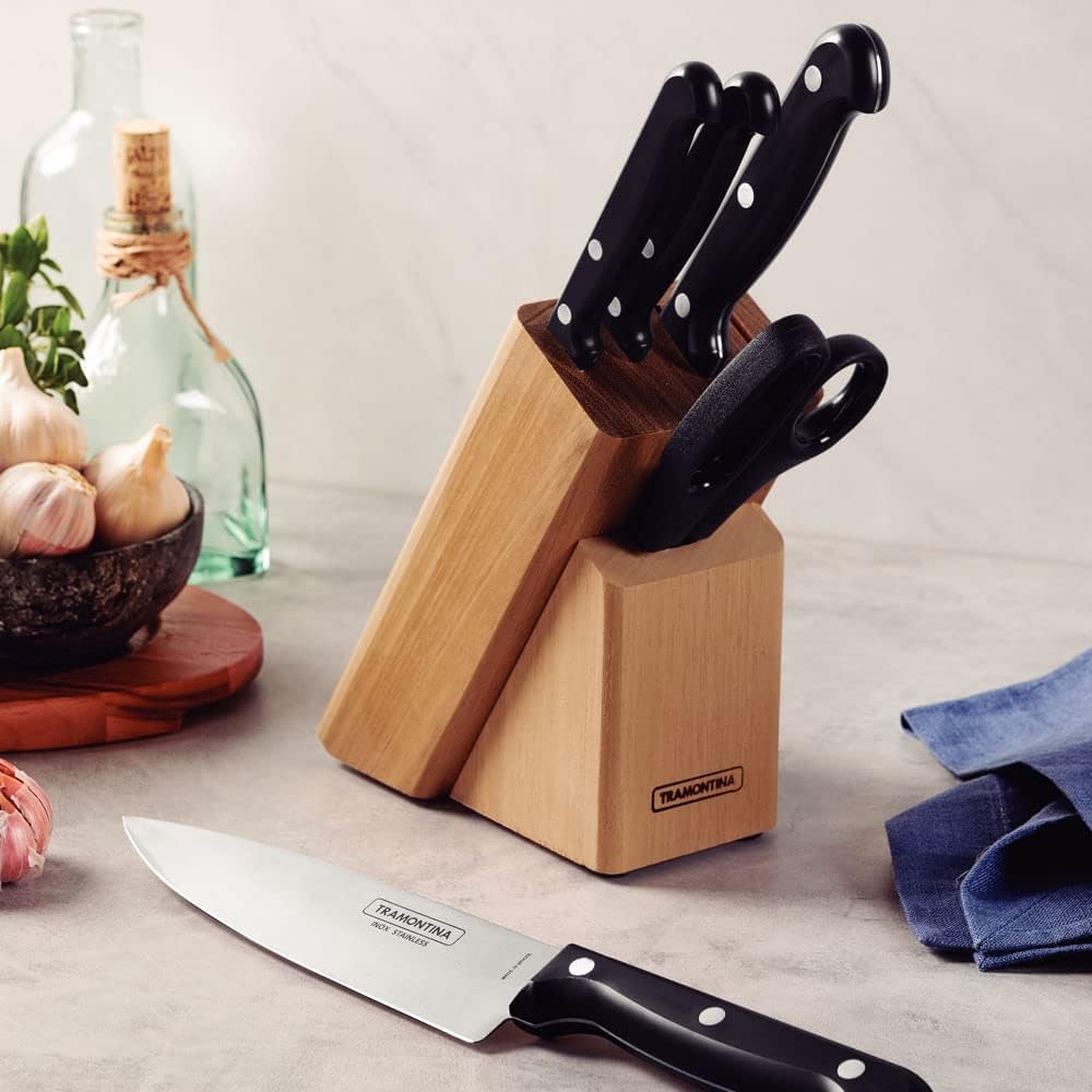 TRAMONTINA ULTRACORTE 6-Piece Knife Set with Wood Block Egypt (1)