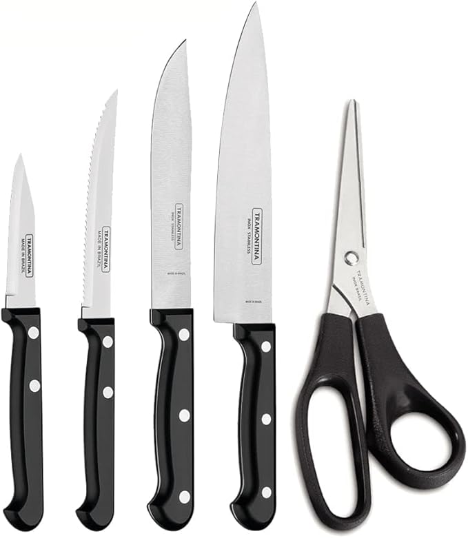 TRAMONTINA ULTRACORTE 6-Piece Knife Set with Wood Block Egypt (6)