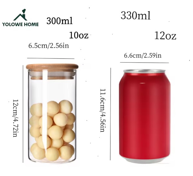 YOLOWE HOME 9-Piece Glass Food Storage Jars with Bamboo Lids – Airtight Crystal Clear Containers 250ml (9)