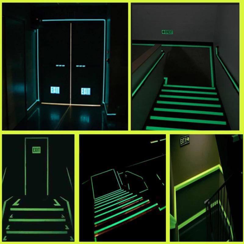 A close-up of the original imported glow in the dark tape emitting a bright green light in a dark room (4)
