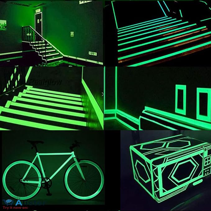 A close-up of the original imported glow in the dark tape emitting a bright green light in a dark room (7)