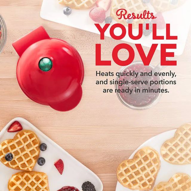 Top Chef Red Heart Shaped Mini Waffle Maker on Kitchen Counter -jestore-eg.com (1)