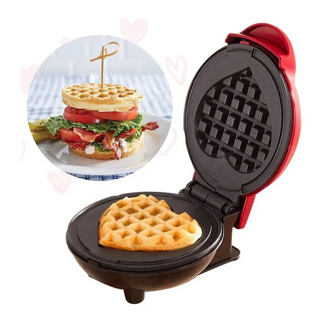 Top Chef Red Heart Shaped Mini Waffle Maker on Kitchen Counter -jestore-eg.com (15)