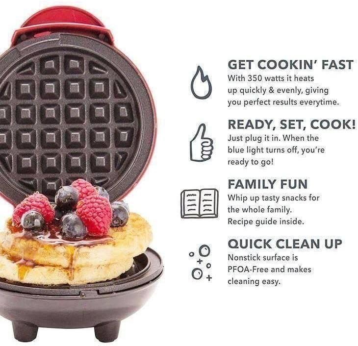 Top Chef Red Heart Shaped Mini Waffle Maker on Kitchen Counter -jestore-eg.com (5) ماكينة وافل ميني على شكل قلب