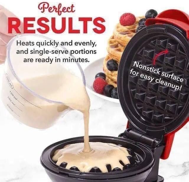 Top Chef Red Heart Shaped Mini Waffle Maker on Kitchen Counter -jestore-eg.com (6)