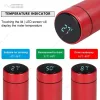 Red Smart Thermal Bottle with LED Temperature Display on Cap زجاجة حرارية ذكية حمراء مع شاشة قياس درجة الحرارة