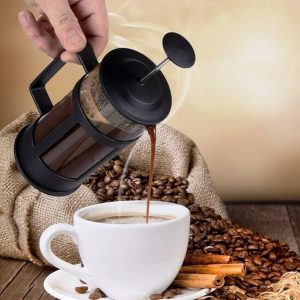 French press coffee 600ml borosilicate glass with stainless steel filter black فرنش بريس قهوة 600 مل زجاج بوروسيليكات مع فلتر ستانلس ستيل أسود