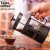 French press coffee 600ml borosilicate glass with stainless steel filter black فرنش بريس قهوة 600 مل زجاج بوروسيليكات مع فلتر ستانلس ستيل أسود