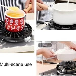 metal heat diffuser for gas stove flame guard rice burning preventer black موزع حرارة معدني للموقد واقي لهب ومانع احتراق الأرز للبوتاجاز أسود