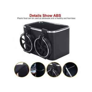 صندوق تخزين مسند ذراع السيارة أسود مع حاملي كوب قابلين للطي وخطافين للتنظيم العملي car armrest storage box black with 2 foldable cup holders and 2 headrest hooks multifunctional organizer