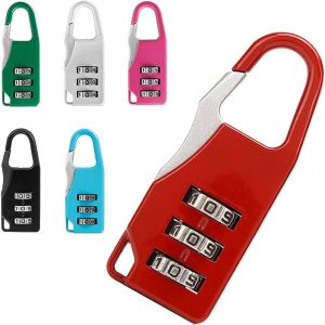 luggage combination lock 3 digit zinc alloy black mini resettable padlock for travel bags قفل كودي لشنط السفر 3 أرقام من سبائك الزنك أسود صغير قابل لإعادة الضبط