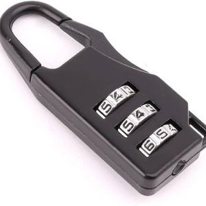 luggage combination lock 3 digit zinc alloy black mini resettable padlock for travel bags قفل كودي لشنط السفر 3 أرقام من سبائك الزنك أسود صغير قابل لإعادة الضبط