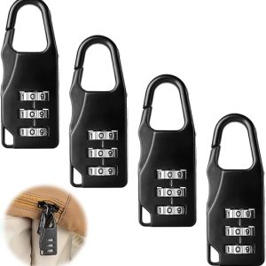 luggage combination lock 3 digit zinc alloy black mini resettable padlock for travel bags قفل كودي لشنط السفر 3 أرقام من سبائك الزنك أسود صغير قابل لإعادة الضبط