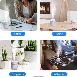 white mini humidifier 250ml USB with 7-color LED night light for bedroom quiet sleep and air moisture مرطب هواء صغير أبيض 250 مل USB مع إضاءة ليلية LED 7 ألوان هادئ لترطيب غرفة النوم والنوم المريح