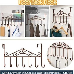 over the door hanger metal 7 hooks multi color no drill for clothes towels bags شماعة خلف الباب معدنية 7 خطافات بني متعدد الألوان بدون حفر للتنظيم المنزلي