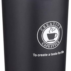 Black Stainless Steel Thermal Mug 460ml with Safety Lock Trigger مج حراري ستانلس ستيل أسود سعة 460 مل مع زر أمان