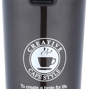 Black Stainless Steel Thermal Mug 460ml with Safety Lock Trigger مج حراري ستانلس ستيل أسود سعة 460 مل مع زر أمان