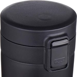 Black Stainless Steel Thermal Mug 460ml with Safety Lock Trigger مج حراري ستانلس ستيل أسود سعة 460 مل مع زر أمان