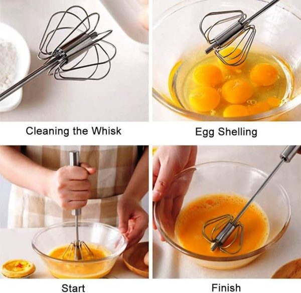 Push Egg Whisk Stainless Steel Semi-Automatic Spring – Hand Rotating ...