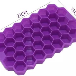 set of 2 cell-shaped silicone ice molds flexible multicolored easy release multi-use قوالب ثلج سيليكون على شكل خلايا 2 قطعة متعددة الألوان مرنة سهلة التنظيف والإفراج