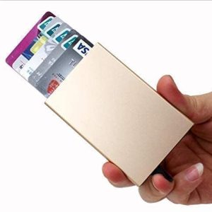 Premium Silver Smart Aluminum Wallet with Pop-up Mechanism محفظة الومنيوم ذكية فضية اللون بخاصية حجب الترددات