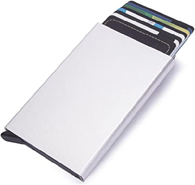 Smart Aluminum Wallet RFID Protection jestore-eg.com (15) Premium Silver Smart Aluminum Wallet with Pop-up Mechanism محفظة الومنيوم ذكية فضية اللون بخاصية حجب الترددات