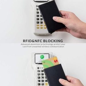 Premium Silver Smart Aluminum Wallet with Pop-up Mechanism محفظة الومنيوم ذكية فضية اللون بخاصية حجب الترددات