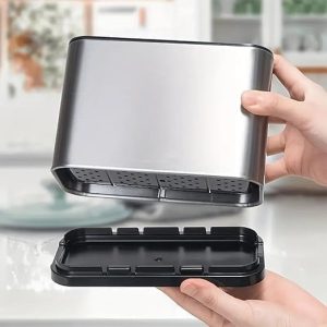 stainless steel cutlery drainer 4 compartments elegant organizer for drying spoons on sink and table مصفاة ملاعق ستانلس ستيل 4 حجرات أنيقة لتجفيف وترتيب الأدوات على الحوض والسفرة