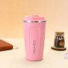 thermal mug stainless steel 510ml pink silver portable insulated for hot cold drinks مج حراري ستانلس ستيل 510 مل بينك وفضي محمول عازل للمشروبات الساخنة والباردة