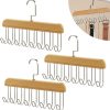 pack of 3 wooden belt hangers with 8 hooks natural finish for ties scarves belts wardrobe organization شماعة أحزمة خشبية طبيعية طقم 3 قطع مع 8 خطافات معدنية لتنظيم الخزانة بأناقة